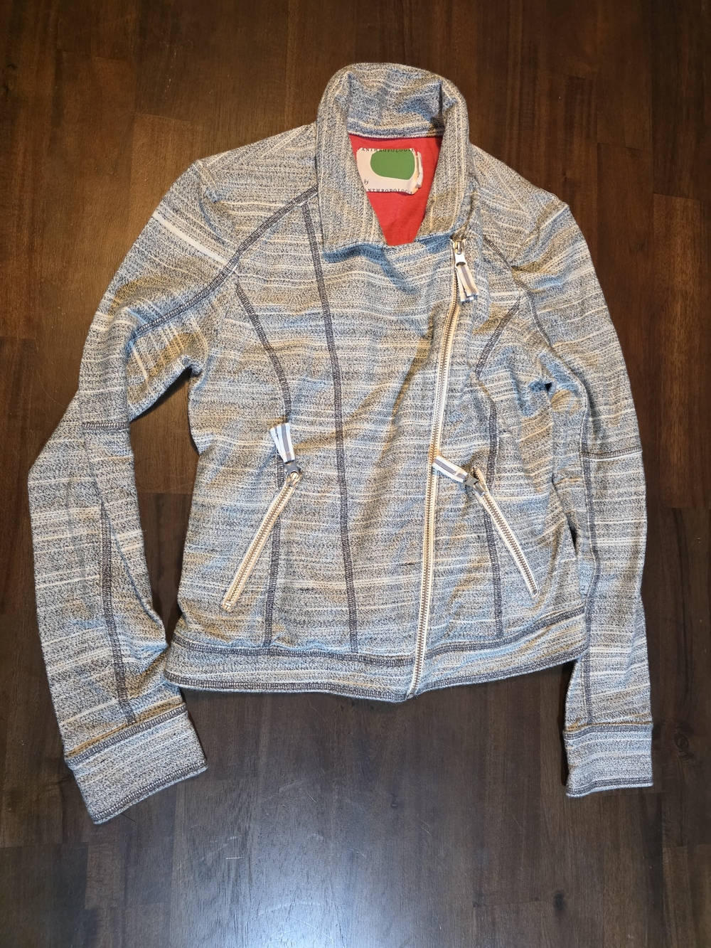 Anthropologie Gray Knit Asymmetrical Zip Jacket